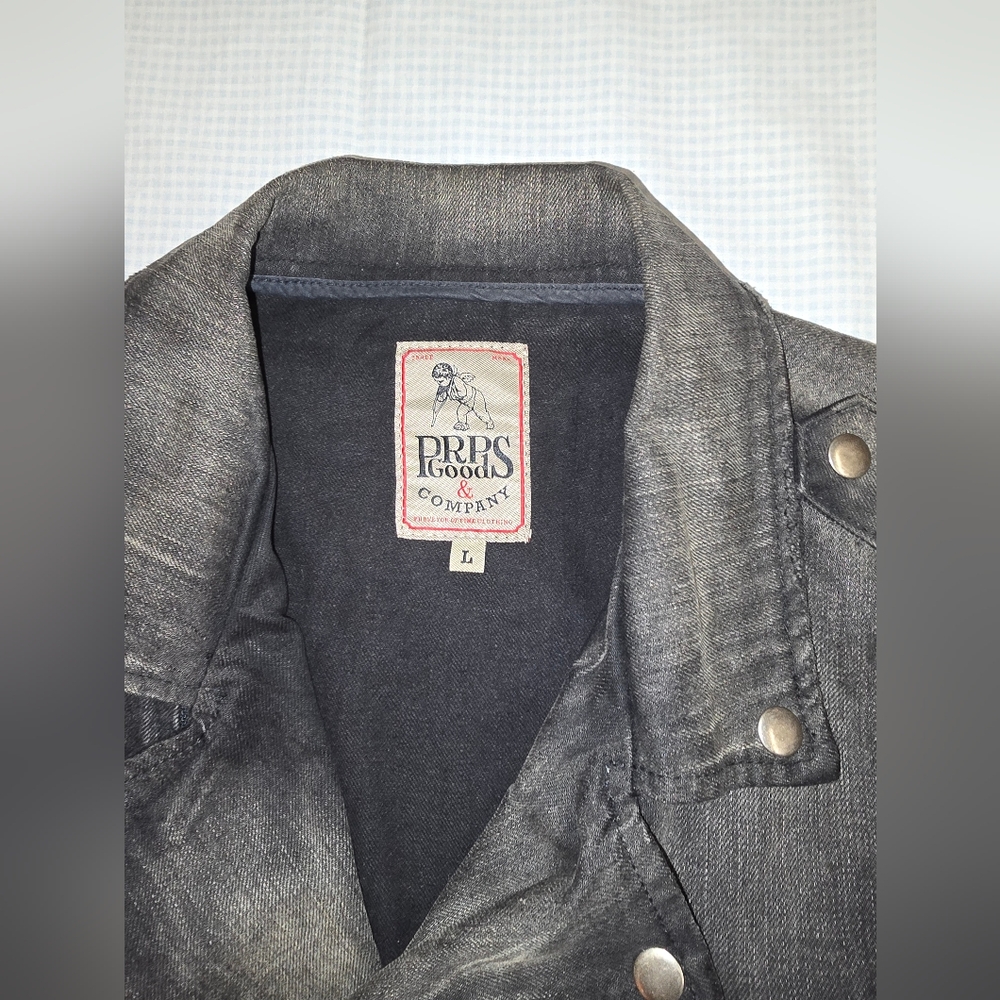 PRPS Distressed Black Denim + Leather Jacket - Picture 7 of 7
